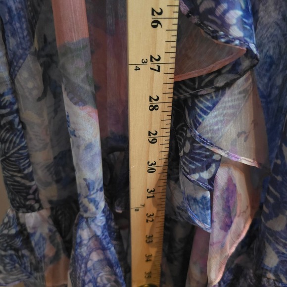 MISA Los Angeles Boho Patchwork Floral Ruffle Maxi Dress V-Neck - Picture 8 of 12